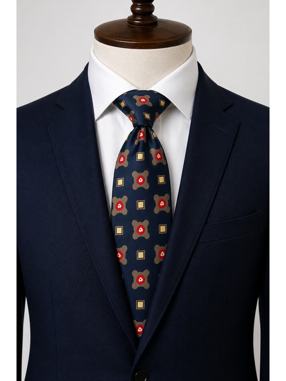 Robert Talbott for Nordstrom Navy Blue Floral Pattern Silk Tie